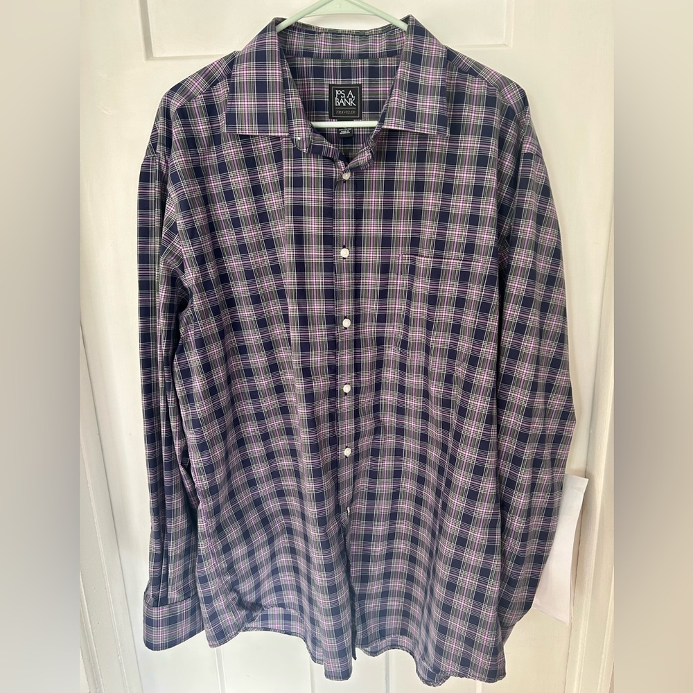 Jos. A. Bank Purple and Black Checkered Shirt